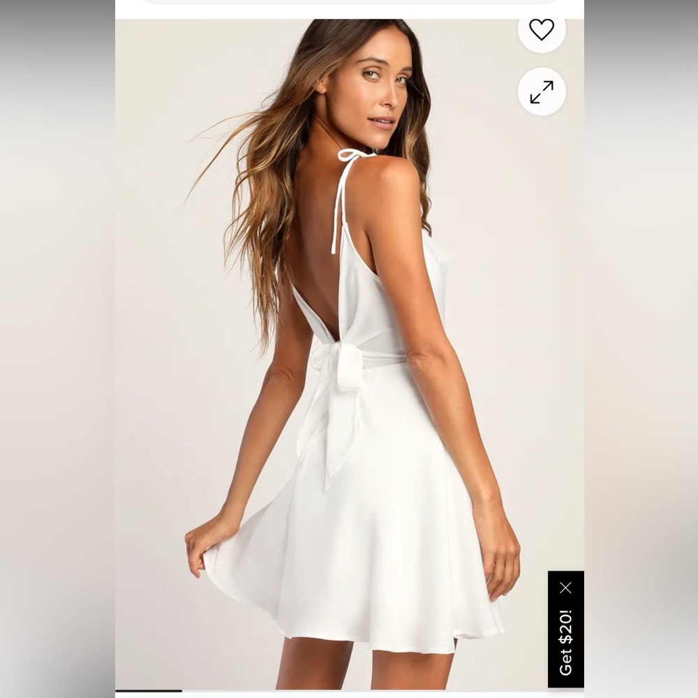 Lulus Party with Prosecco Ivory Satin Tie-Back Mini Dress